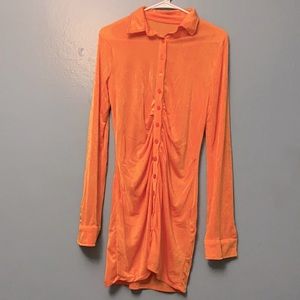 Brand new orange ruched dress